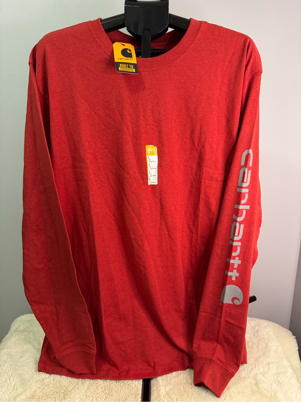 Carhartt Red Long-Sleeve Logo Crewneck Shirt